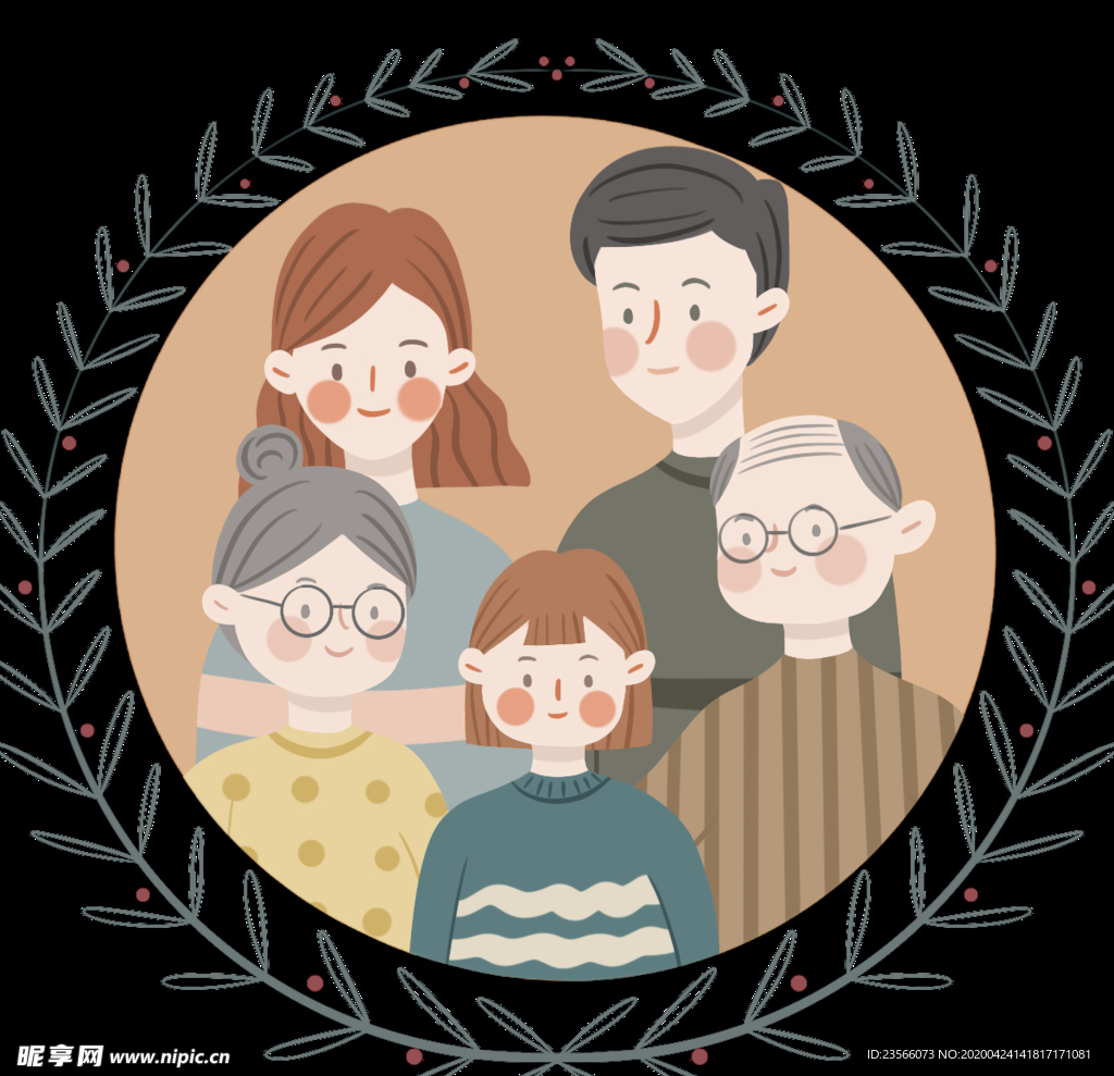 一家人插画装饰图案