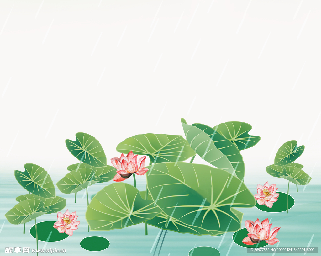 卡通清新创意二十四节气谷雨元素
