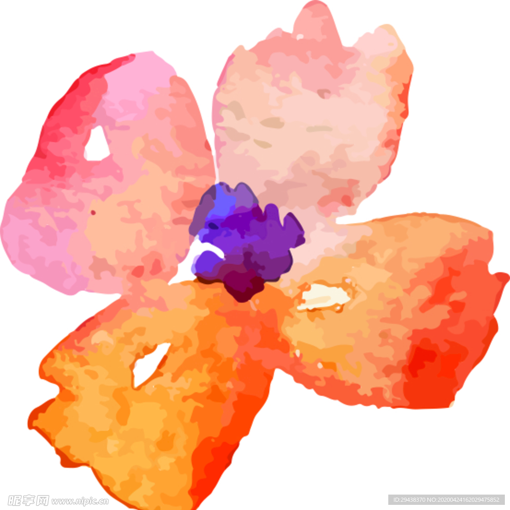 水彩花朵矢量花朵大花朵红花朵