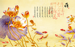 3D立体浮雕荷花背景墙