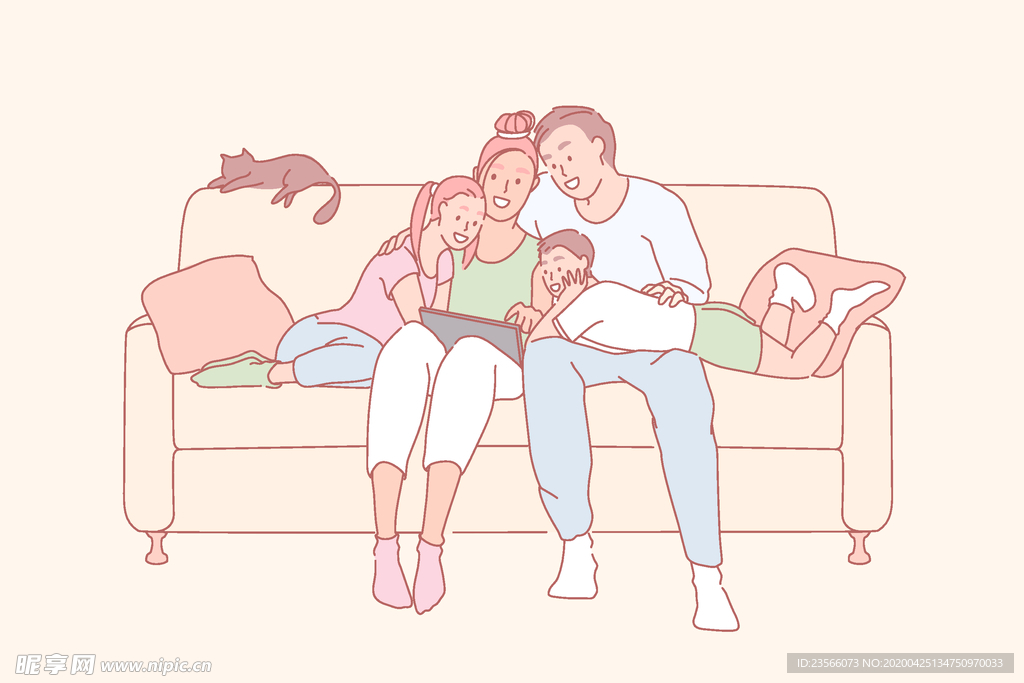 简约人物日常生活插画