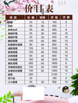 价格表