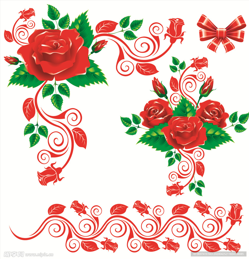 手绘水彩玫瑰花朵