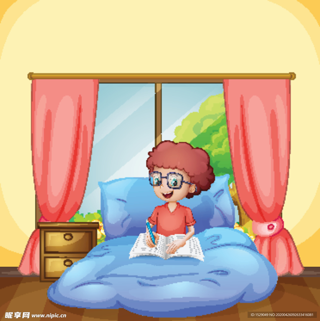 卡通学生插画