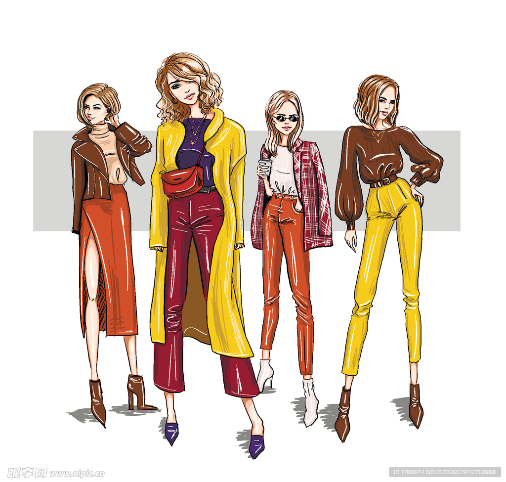 美发造型时尚服饰模特插画