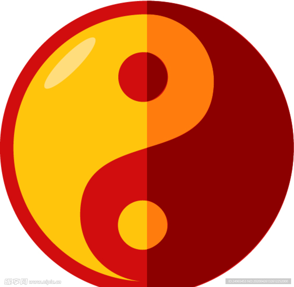 中国风卡通古典太极图
