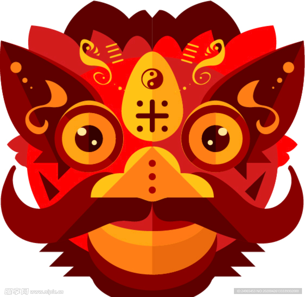 中国风卡通狮子头