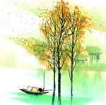 水彩山水画