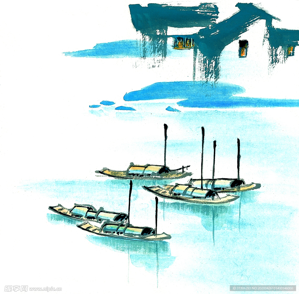 水彩山水画