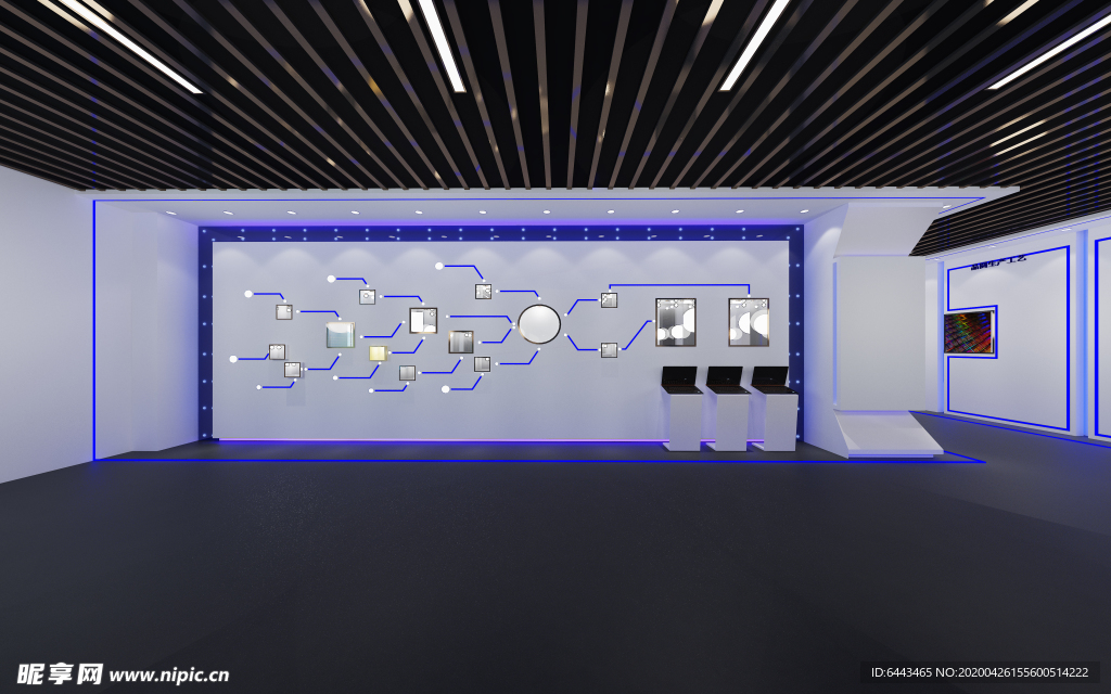 展厅电子科技类蓝色光源展示墙