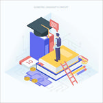 矢量学生学习元素