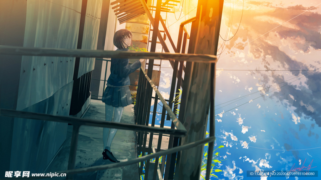 彩色动漫人物插画背景