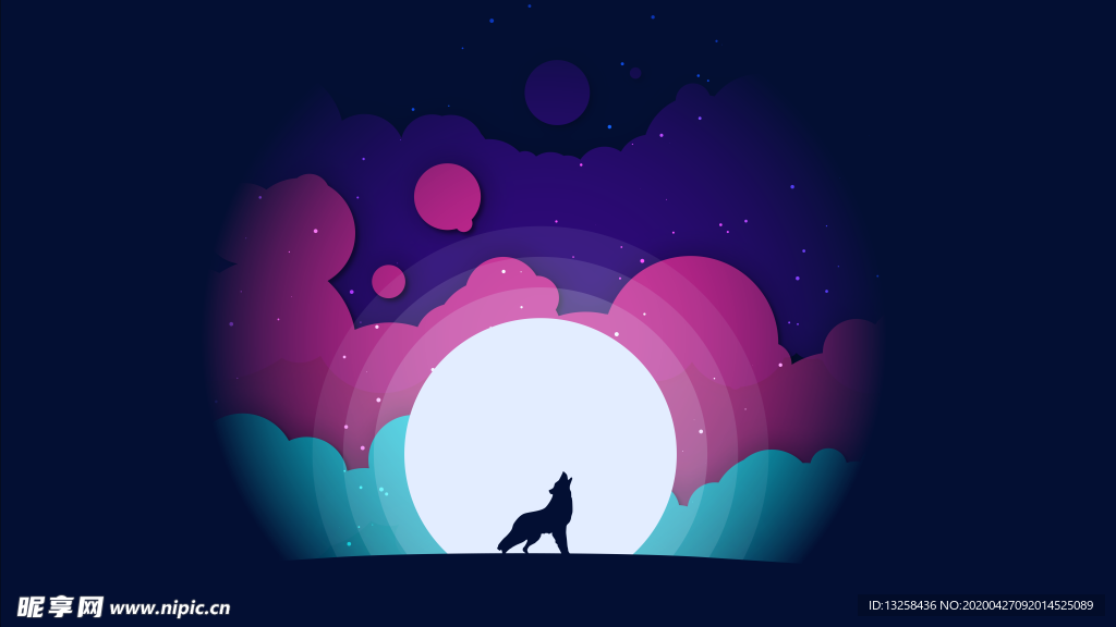 彩色抽象插画野狼背景