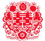 中国风喜字窗花剪纸