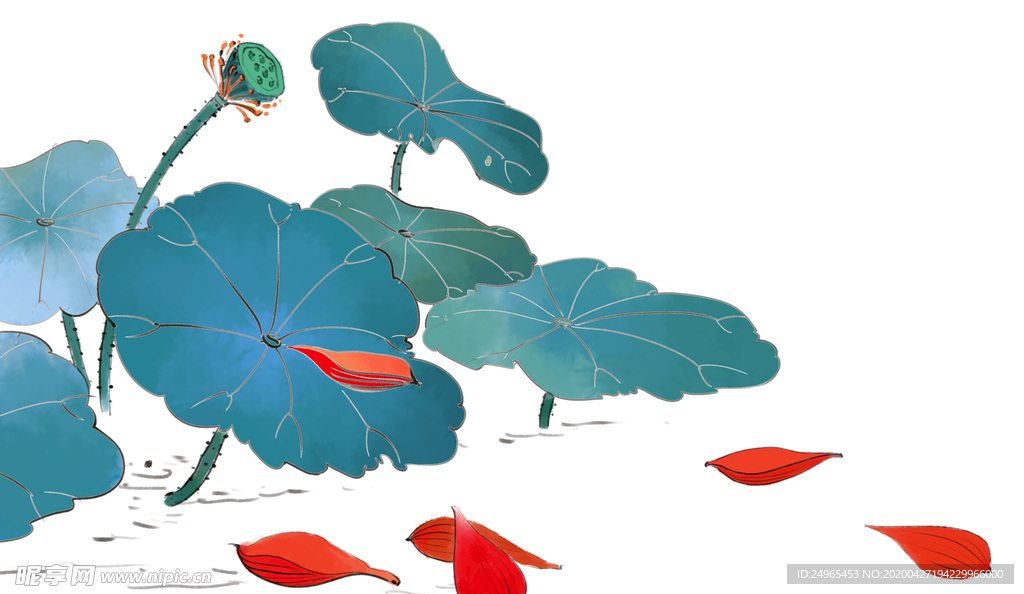 荷叶荷花插图
