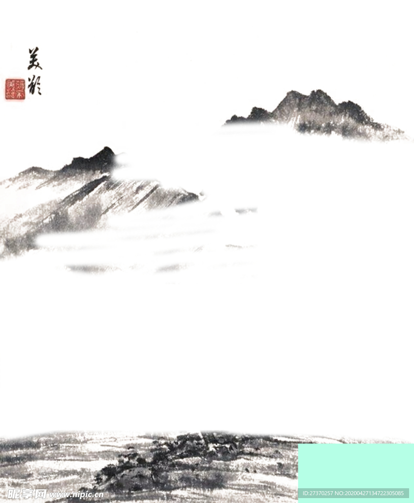 古典精美山水墨画意境免