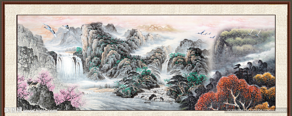 山水瀑布