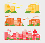 矢量手绘城市建筑