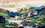 新中式山水背景墙