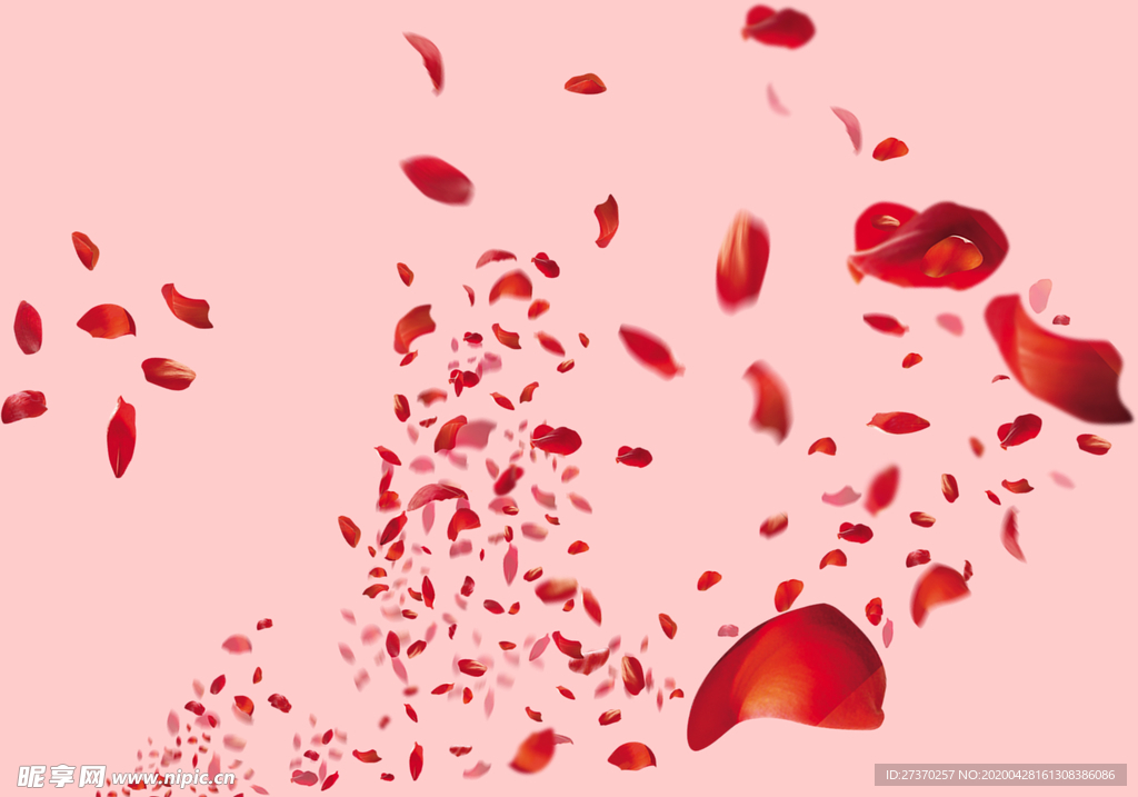 红色漂浮花瓣