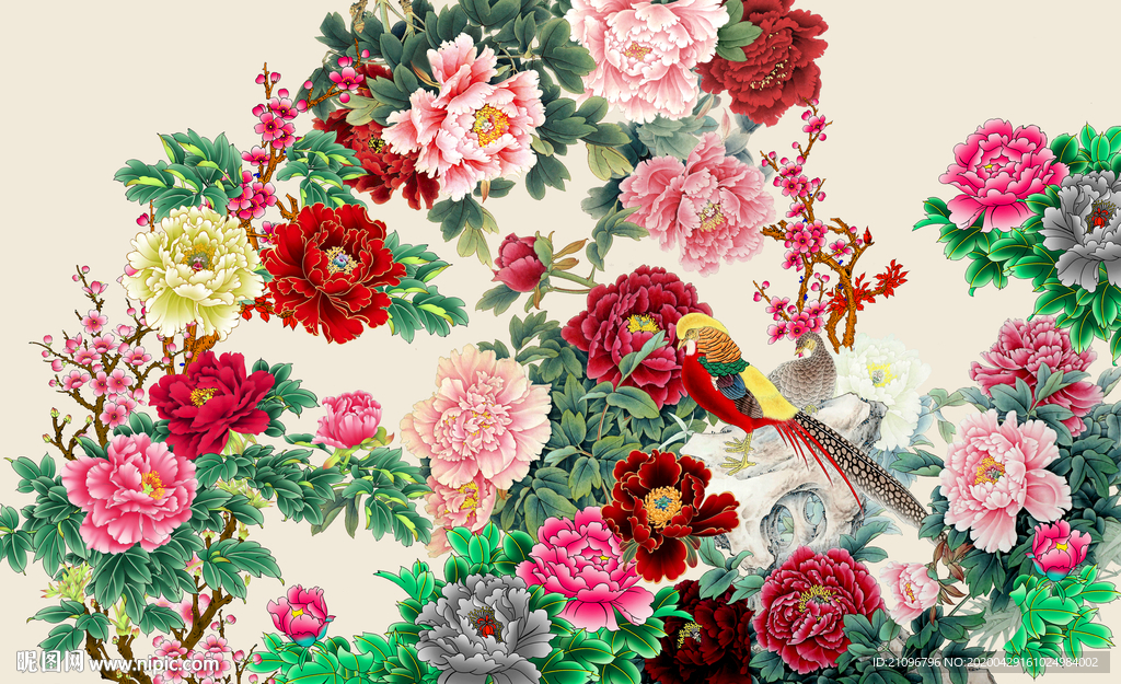 花开富贵背景墙