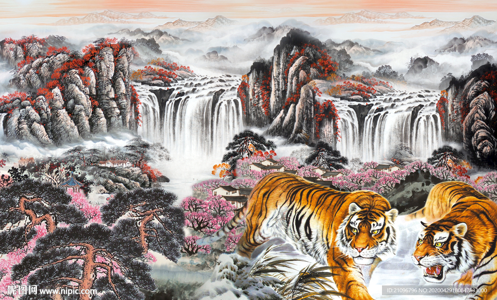 国画山水老虎