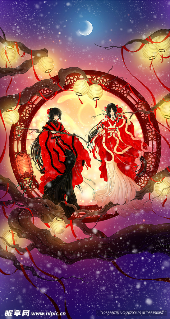 古风人物美女插画素材