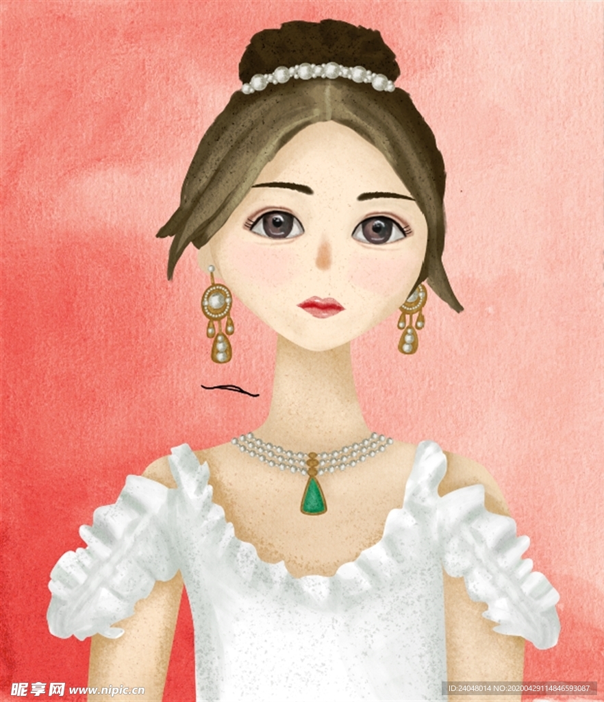 手绘女孩插画