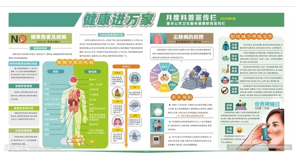健康进万家 无烟日 吸烟 海报