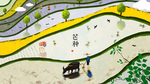 唯美清新戴笠耕耘梯田芒种节气插