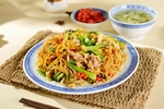 青菜肉丝鸡蛋炒粉