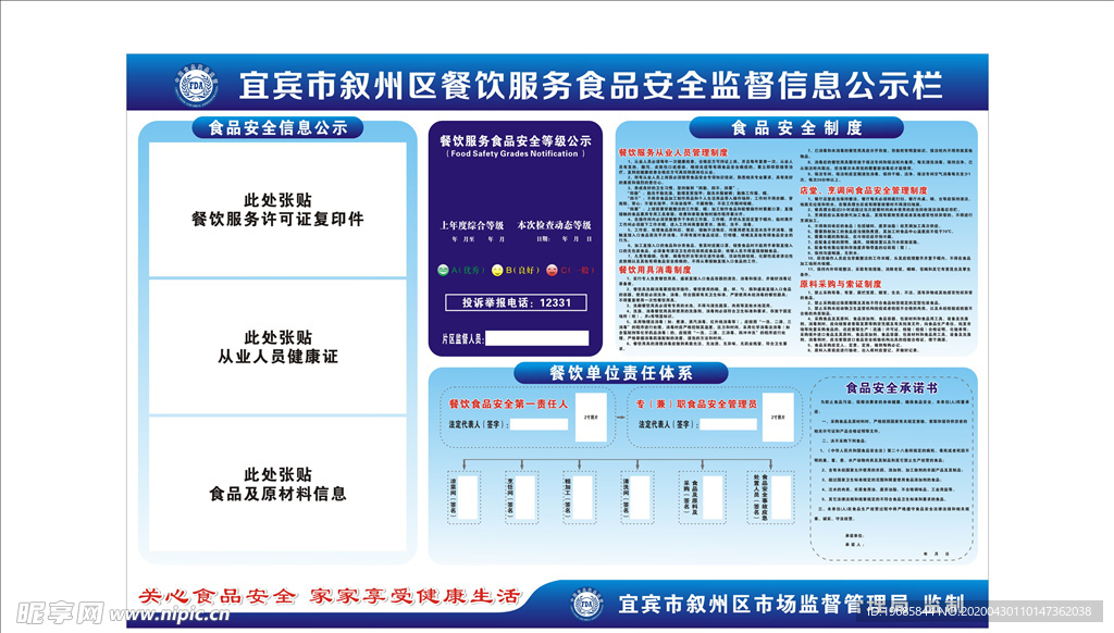 餐饮食品安全信息公示栏