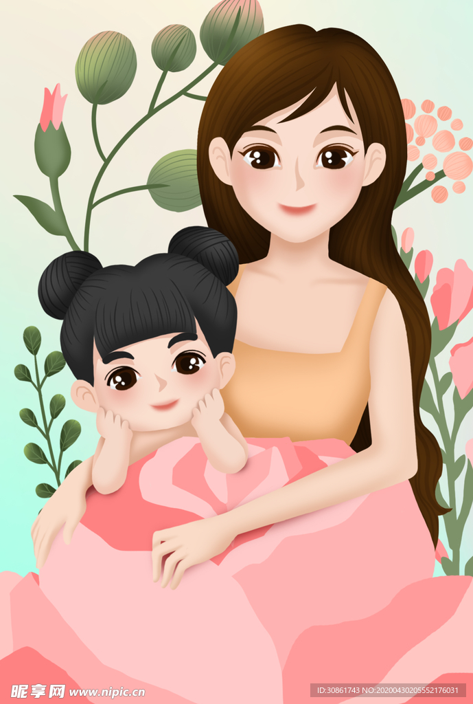 母子插画