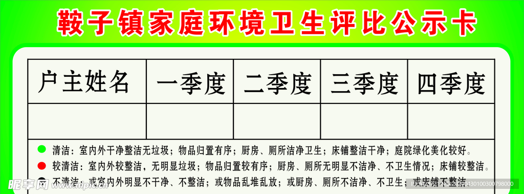 卫生评比栏
