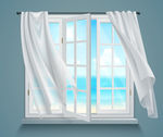 窗户窗帘海边
