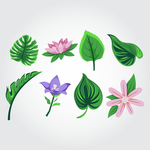 线条矢量手绘花草植物