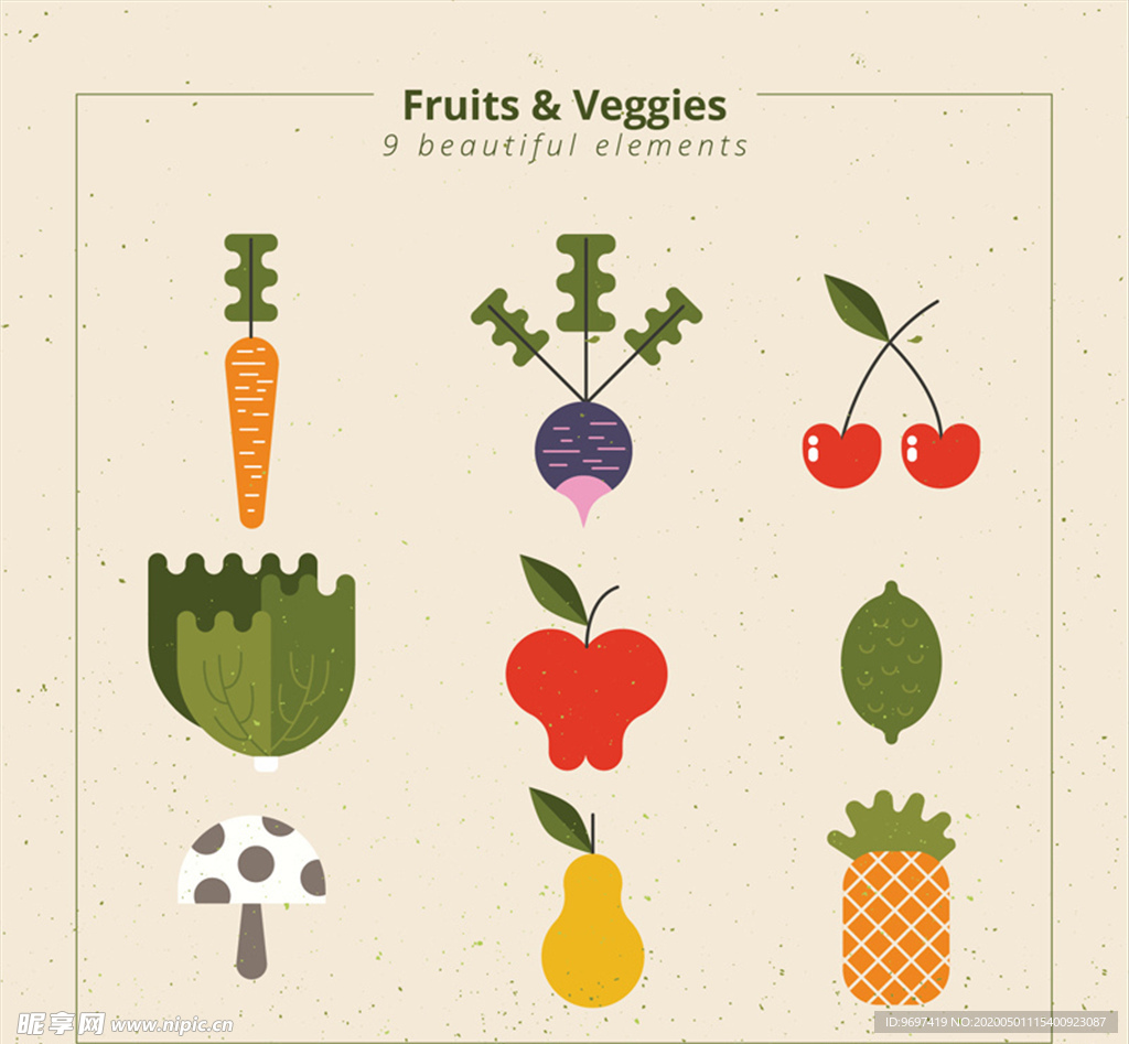 抽象蔬菜水果设计矢量图