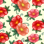红色花朵 无缝背景设计