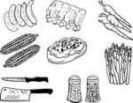 矢量食物线稿插图