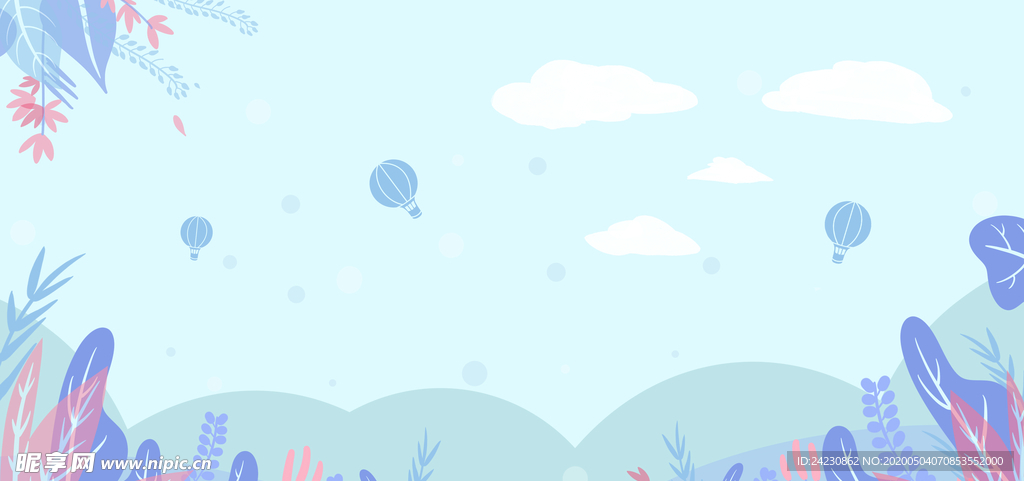 简约小清新插画风格蓝天白云背景