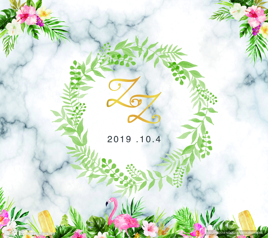 婚礼大理石背景板