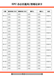 办公区通风 消毒记录卡