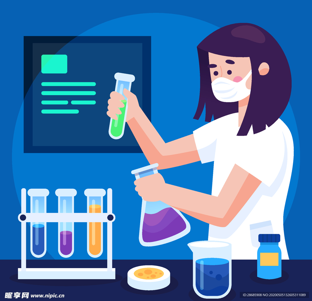 矢量卡通科学实验人物