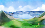 天池风景插画