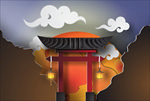剪纸风格中秋背景