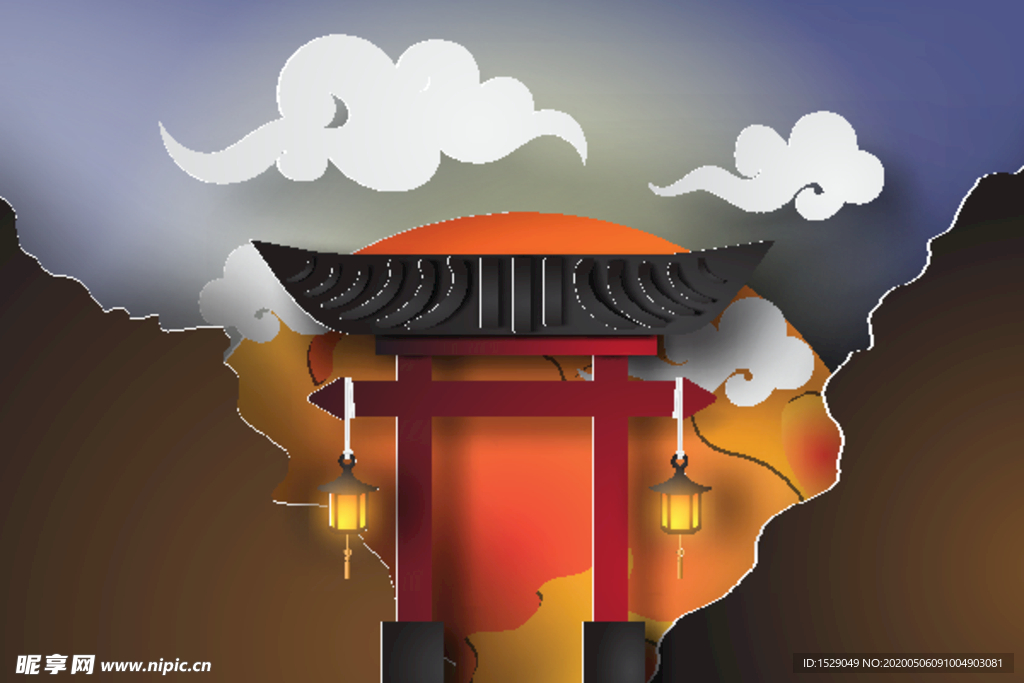 剪纸风格中秋背景