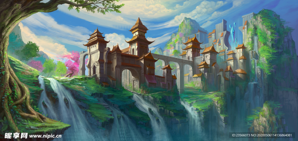 中国风大气插画场景