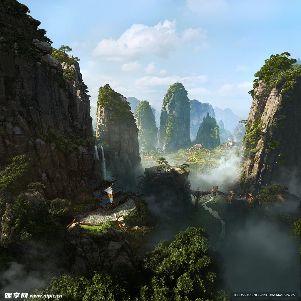 中国风大气插画场景