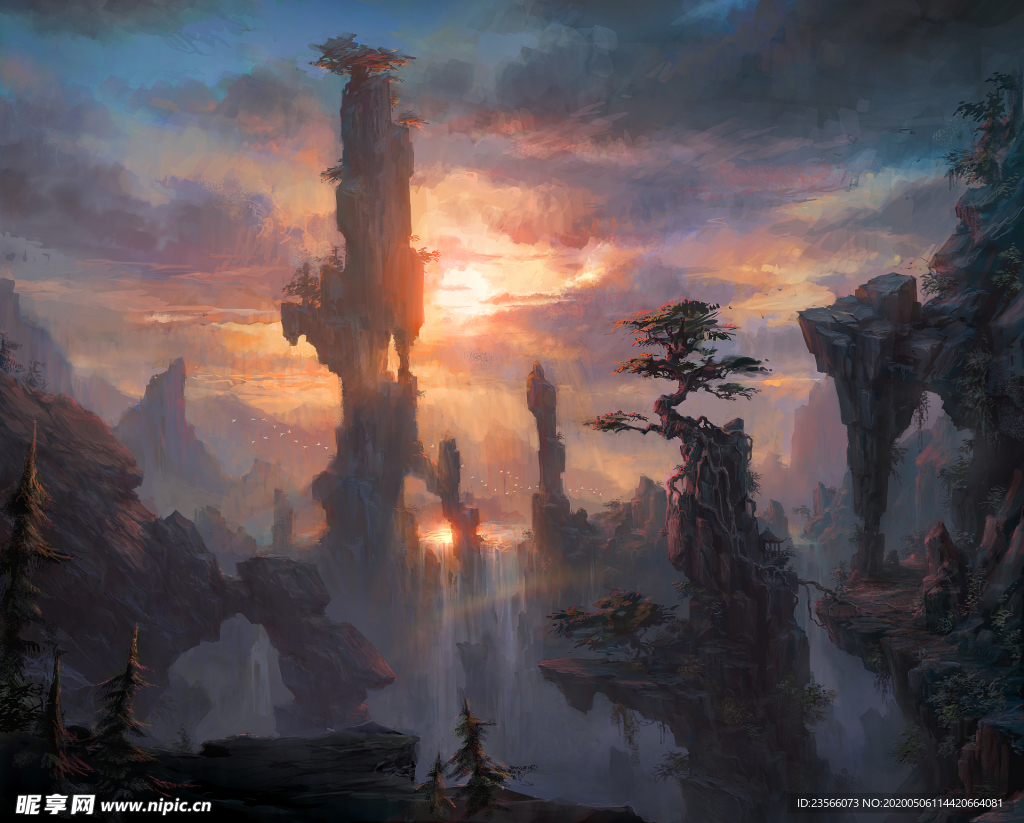 中国风大气插画场景