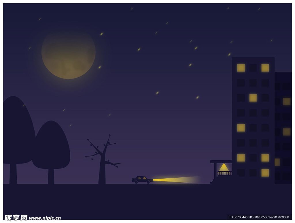 夜晚设计图__其他_动漫动画_设计图库_昵图网